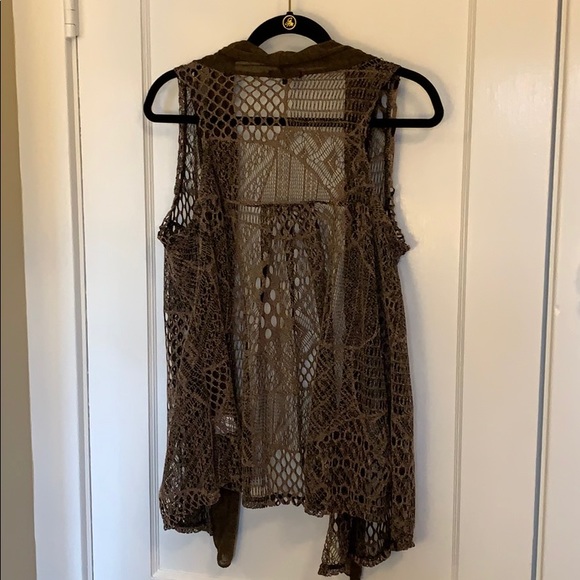 Excellent Open Weave Knit Brown Sweater Vest Large - Picture 4 of 9